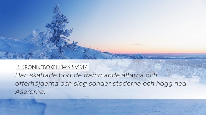2 Krönikeboken 14:3 SV1917 Bible Verse Image