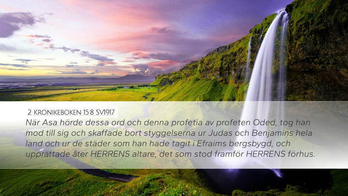 2 Krönikeboken 15:8 SV1917 Bible Verse Image