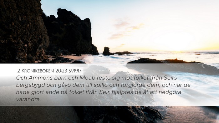 2 Krönikeboken 20:23 SV1917 Bible Verse Image