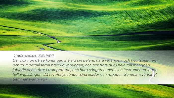 2 Krönikeboken 23:13 SV1917 Bible Verse Image