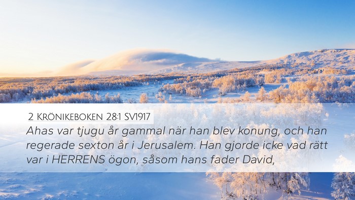 2 Krönikeboken 28:1 SV1917 Bible Verse Image