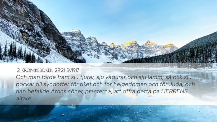 2 Krönikeboken 29:21 SV1917 Bible Verse Image