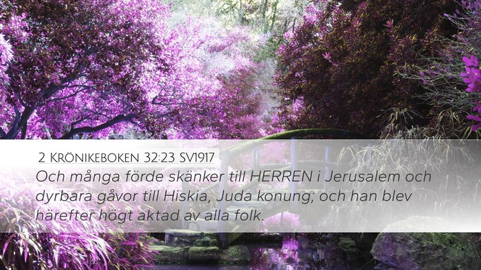 2 Krönikeboken 32:23 SV1917 Bible Verse Image
