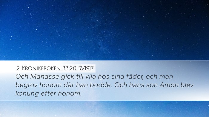 2 Krönikeboken 33:20 SV1917 Bible Verse Image