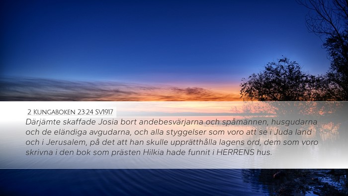 2 Kungaboken 23:24 SV1917 Desktop Wallpaper - Därjämte skaffade Josia bort andebesvärjarna - Desktop Bible Verse Wallpaper