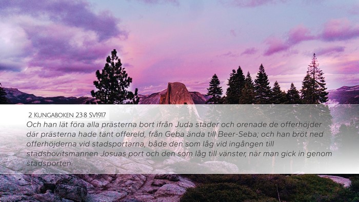 2 Kungaboken 23:8 SV1917 Desktop Wallpaper - Och han lät föra alla prästerna bort ifrån - Desktop Bible Verse Wallpaper