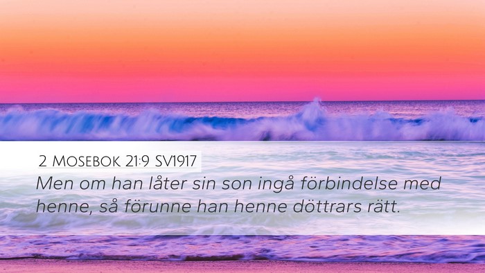 2 Mosebok 21:9 SV1917 Desktop Wallpaper - Men om han låter sin son ingå förbindelse med - Desktop Bible Verse Wallpaper