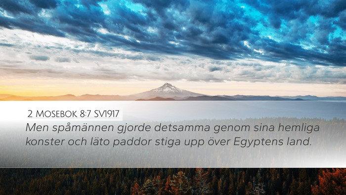 2 Mosebok 8:7 SV1917 Desktop Wallpaper - Men spåmännen gjorde detsamma genom sina - Desktop Bible Verse Wallpaper