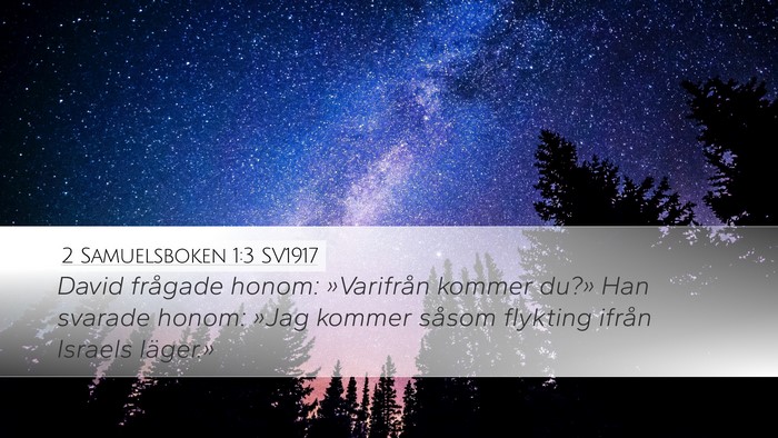 2 Samuelsboken 1:3 SV1917 Desktop Wallpaper - David frågade honom: »Varifrån kommer du?» - Desktop Bible Verse Wallpaper