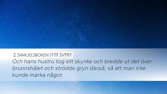 2 Samuelsboken 17:19 SV1917 Desktop Wallpaper - Och hans hustru tog ett skynke och bredde ut det - Desktop Bible Verse Wallpaper