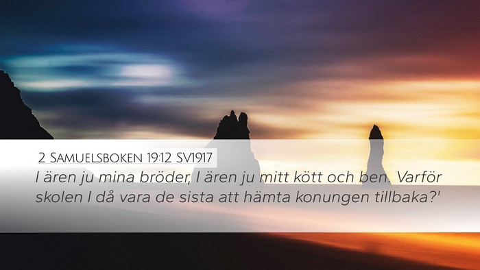 2 Samuelsboken 19:12 SV1917 Desktop Wallpaper - I ären ju mina bröder, I ären ju mitt kött - Desktop Bible Verse Wallpaper