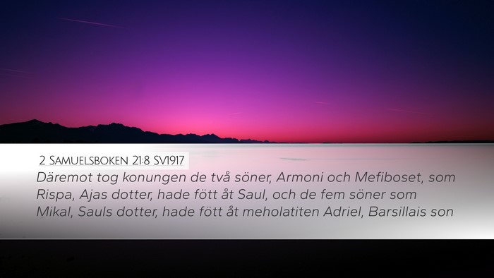 2 Samuelsboken 21:8 SV1917 Bible Verse Image