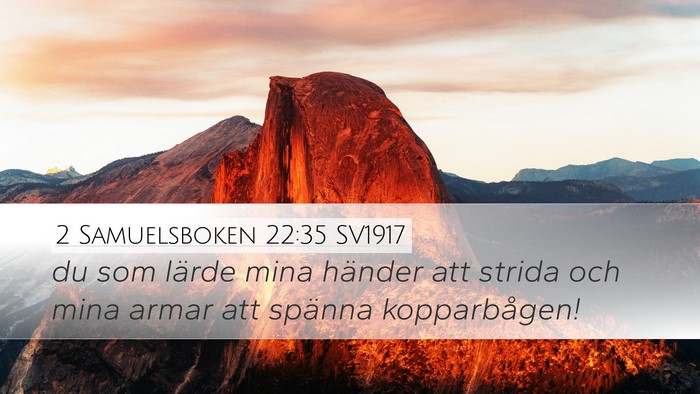 2 Samuelsboken 22:35 SV1917 Desktop Wallpaper - du som lärde mina händer att strida och mina - Desktop Bible Verse Wallpaper