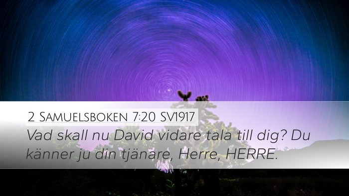 2 Samuelsboken 7:20 SV1917 Desktop Wallpaper - Vad skall nu David vidare tala till dig? Du - Desktop Bible Verse Wallpaper