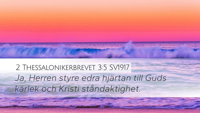 2 Thessalonikerbrevet 3:5 SV1917 Bible Verse Image