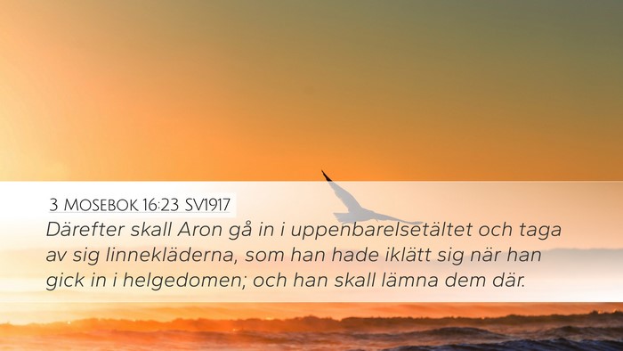 3 Mosebok 16:23 SV1917 Bible Verse Image