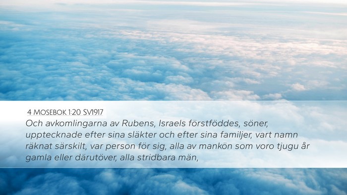 4 Mosebok 1:20 SV1917 Desktop Wallpaper - Och avkomlingarna av Rubens, Israels - Desktop Bible Verse Wallpaper