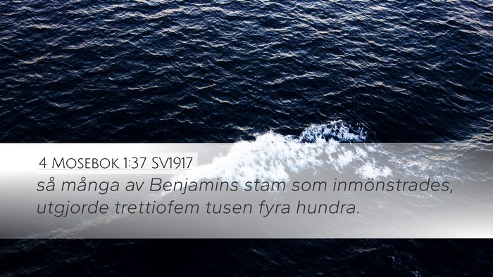 4 Mosebok 1:37 SV1917 Desktop Wallpaper - så många av Benjamins stam som inmönstrades, - Desktop Bible Verse Wallpaper