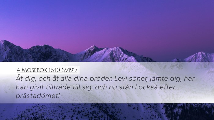 4 Mosebok 16:10 SV1917 Desktop Wallpaper - Åt dig, och åt alla dina bröder, Levi söner, - Desktop Bible Verse Wallpaper