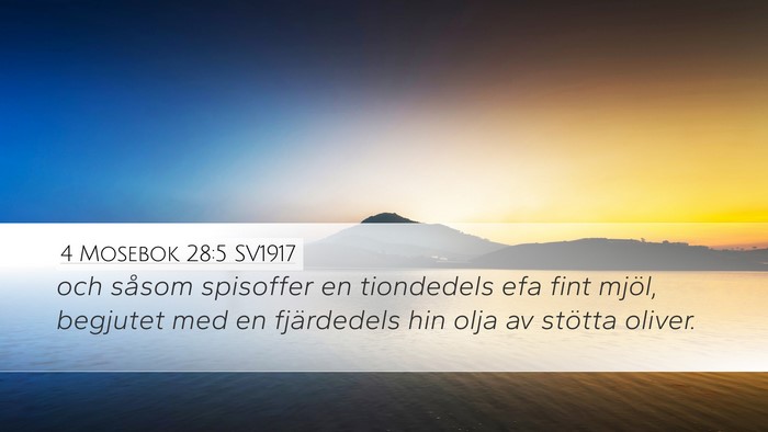 4 Mosebok 28:5 SV1917 Desktop Wallpaper - och såsom spisoffer en tiondedels efa fint - Desktop Bible Verse Wallpaper