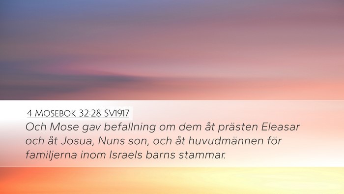 4 Mosebok 32:28 SV1917 Desktop Wallpaper - Och Mose gav befallning om dem åt prästen - Desktop Bible Verse Wallpaper