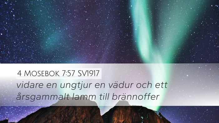 4 Mosebok 7:57 SV1917 Desktop Wallpaper - vidare en ungtjur en vädur och ett årsgammalt - Desktop Bible Verse Wallpaper