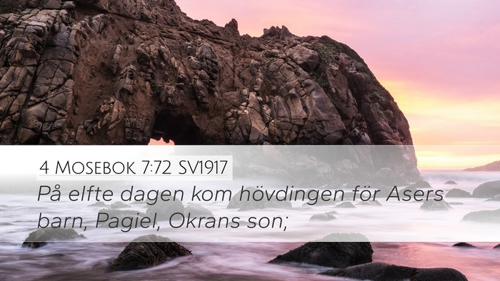 4 Mosebok 7:72 SV1917 Desktop Wallpaper - På elfte dagen kom hövdingen för Asers barn, - Desktop Bible Verse Wallpaper