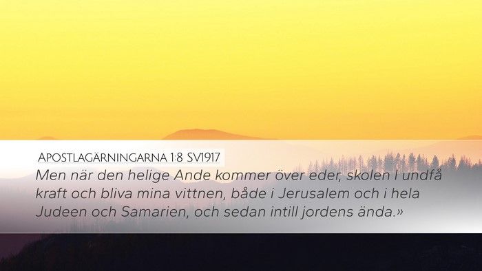 Apostlagärningarna 1:8 SV1917 Bible Verse Image