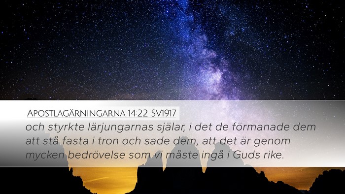 Apostlagärningarna 14:22 SV1917 Bible Verse Image