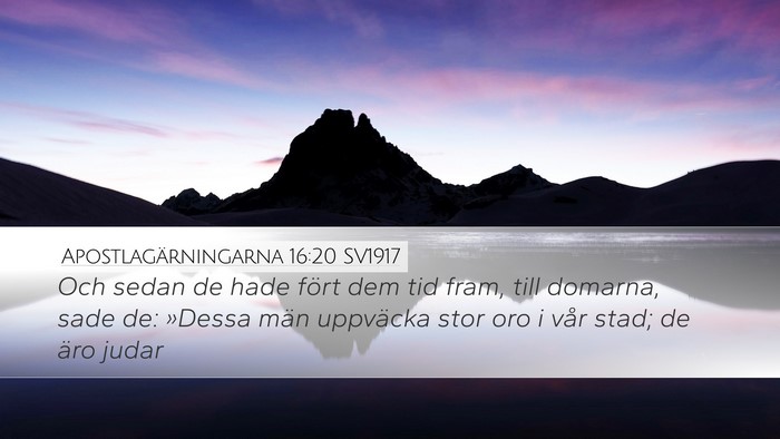 Apostlagärningarna 16:20 SV1917 Bible Verse Image