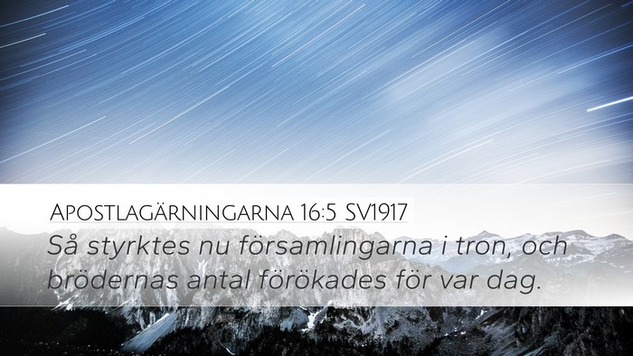 Apostlagärningarna 16:5 SV1917 Desktop Wallpaper - Så styrktes nu församlingarna i tron, och - Desktop Bible Verse Wallpaper