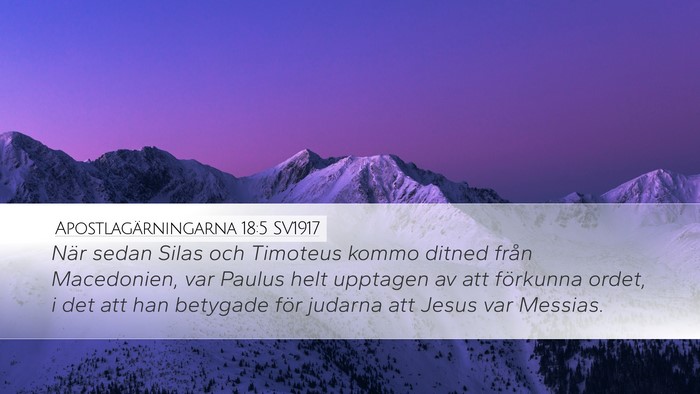 Apostlagärningarna 18:5 SV1917 Bible Verse Image