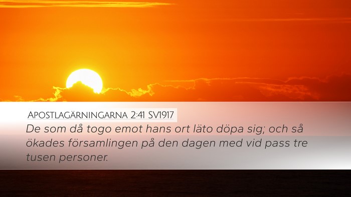 Apostlagärningarna 2:41 SV1917 Bible Verse Image