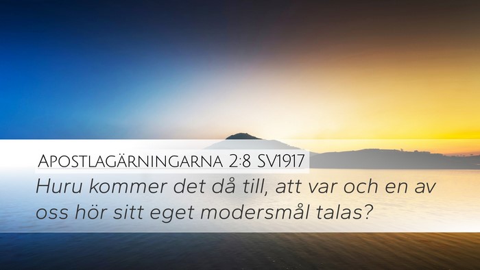 Apostlagärningarna 2:8 SV1917 Bible Verse Image
