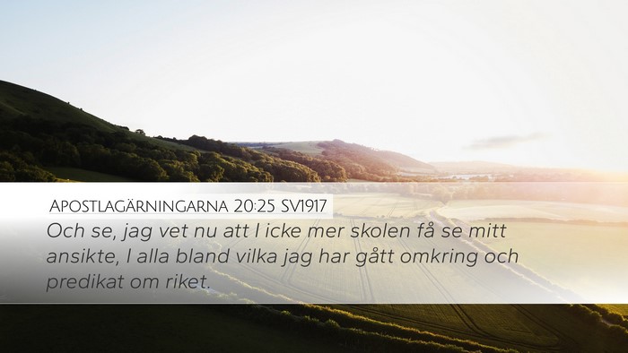 Apostlagärningarna 20:25 SV1917 Bible Verse Image