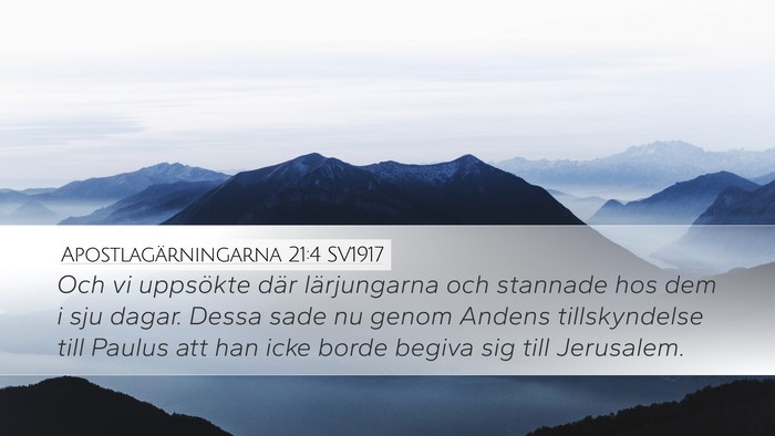 Apostlagärningarna 21:4 SV1917 Desktop Wallpaper - Och vi uppsökte där lärjungarna och stannade - Desktop Bible Verse Wallpaper