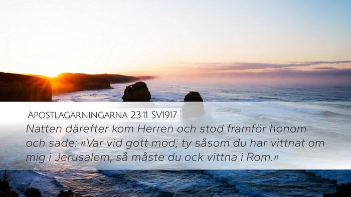 Apostlagärningarna 23:11 SV1917 Bible Verse Image