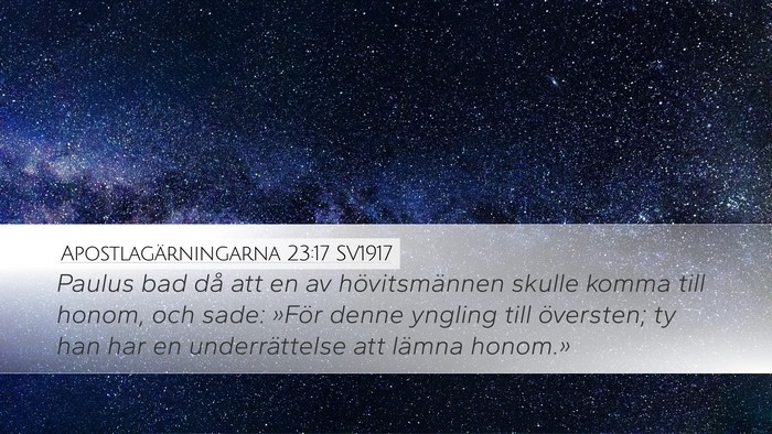Apostlagärningarna 23:17 SV1917 Bible Verse Image