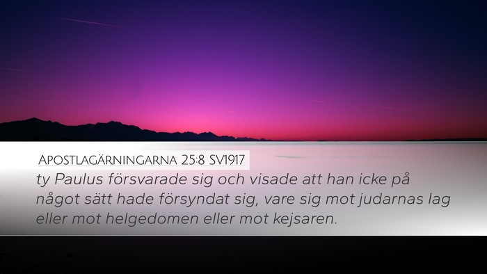 Apostlagärningarna 25:8 SV1917 Bible Verse Image