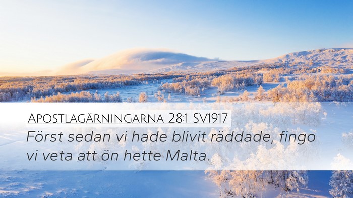 Apostlagärningarna 28:1 SV1917 Bible Verse Image