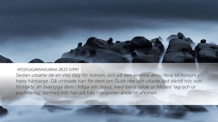 Apostlagärningarna 28:23 SV1917 Bible Verse Image