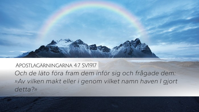 Apostlagärningarna 4:7 SV1917 Desktop Wallpaper - Och de läto föra fram dem inför sig och - Desktop Bible Verse Wallpaper