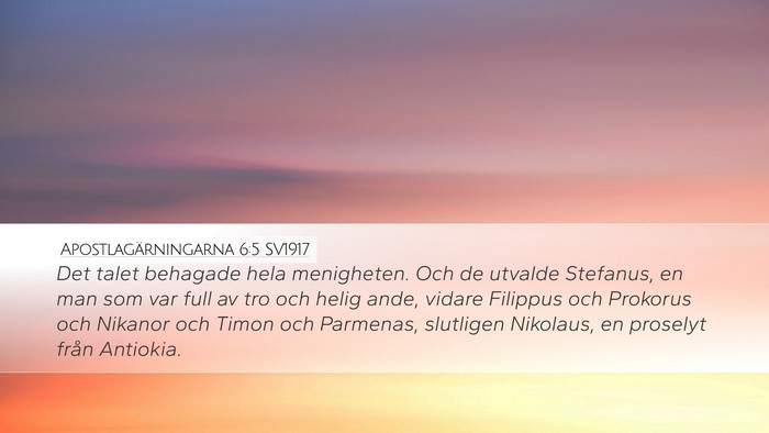 Apostlagärningarna 6:5 SV1917 Bible Verse Image