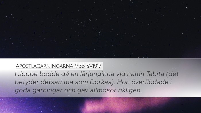 Apostlagärningarna 9:36 SV1917 Bible Verse Image