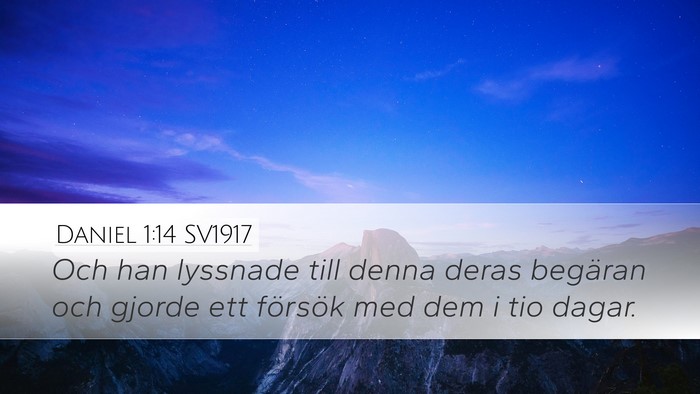 Daniel 1:14 SV1917 Desktop Wallpaper - Och han lyssnade till denna deras begäran och - Desktop Bible Verse Wallpaper