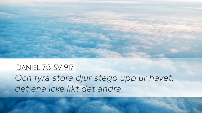 Daniel 7:3 SV1917 Desktop Wallpaper - Och fyra stora djur stego upp ur havet, det ena - Desktop Bible Verse Wallpaper