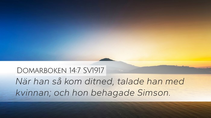 Domarboken 14:7 SV1917 Desktop Wallpaper - När han så kom ditned, talade han med kvinnan; - Desktop Bible Verse Wallpaper