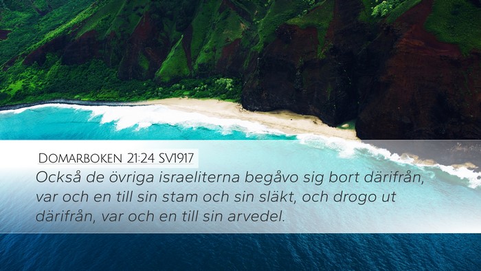 Domarboken 21:24 SV1917 Desktop Wallpaper - Också de övriga israeliterna begåvo sig bort - Desktop Bible Verse Wallpaper