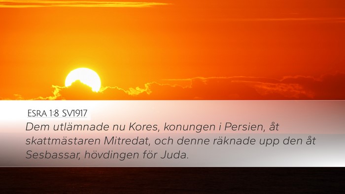 Esra 1:8 SV1917 Bible Verse Image
