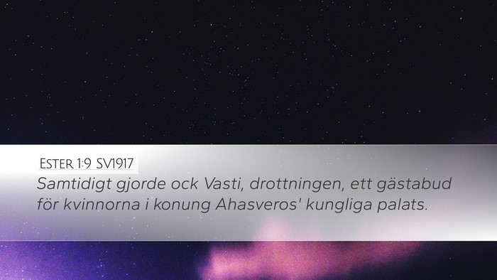 Ester 1:9 SV1917 Desktop Wallpaper - Samtidigt gjorde ock Vasti, drottningen, ett - Desktop Bible Verse Wallpaper